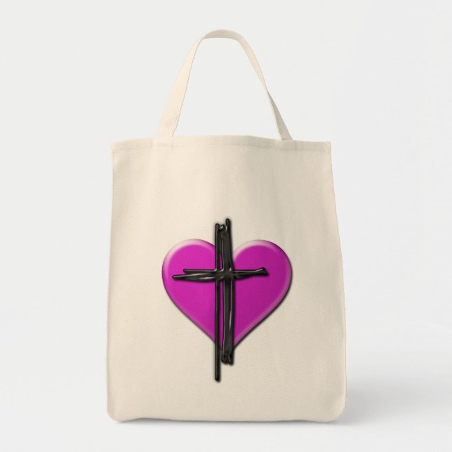 Tote Ink Heart & Cross Bolsa de canvas (Frente)