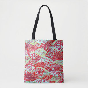 Tote Japonês Washington Red Floral Origami Yuzen Bolsa