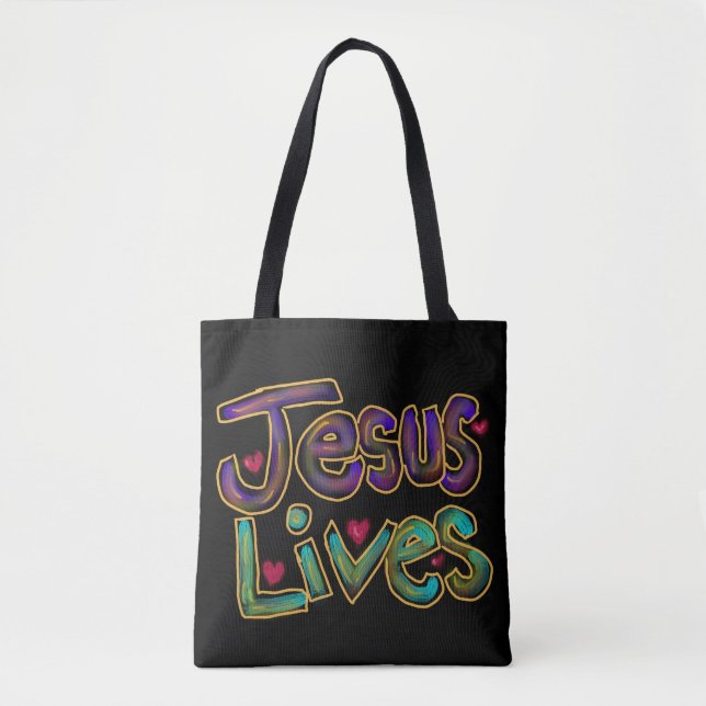 Tote “Jesus Lives” Christian Quote (Frente)