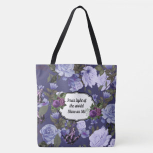 Tote Jesus Luz do Mundo da Moda Floral Bolsa