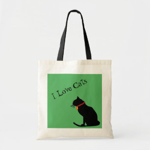 Tote Jumbo I Adora Gatos Bolsa de Gráfico Verde E Branc