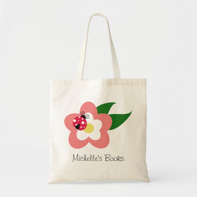Tote Ladybug em uma bolsa de escola de nome personaliza (Frente)