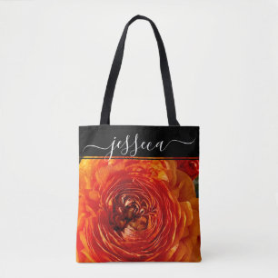 Tote Laranja Ranunculus Personalizado Bolsa