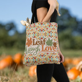 Tote Leaf Laugh Love Watercolor que cai folhas Bolsa