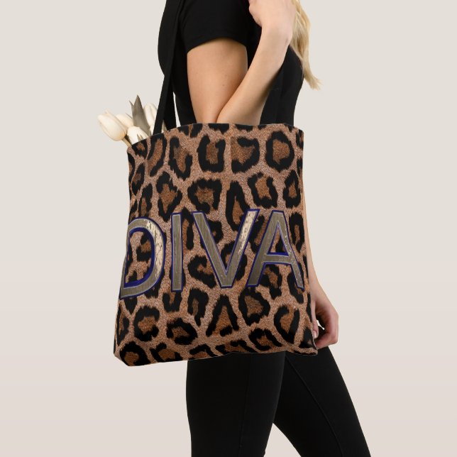 Tote Leopardo Animal Print Diva Bolsa (Close Up)