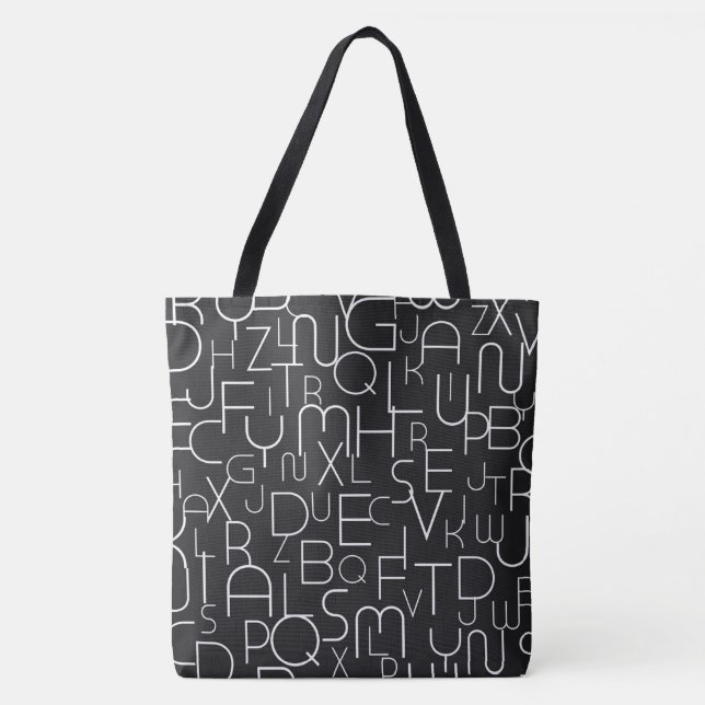 Tote Letra alfabética preta Bolsa de moda (Frente)
