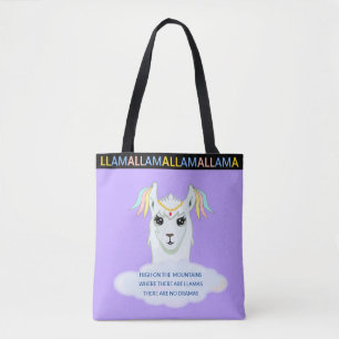 Tote Lhama Fofa em Bolsa Azul Lavanda