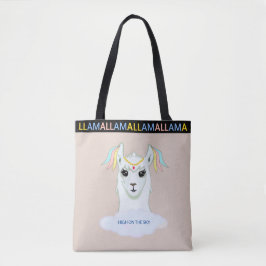 Tote Lhama Fofa em Bolsa Beige