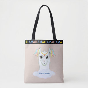 Tote Lhama Fofa em Bolsa Beige