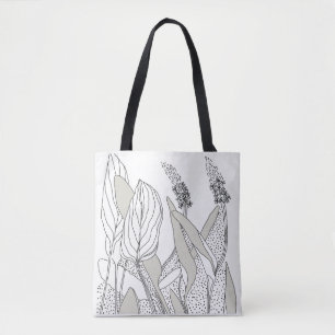 Tote linda bolsa com ilustrações de plantas.