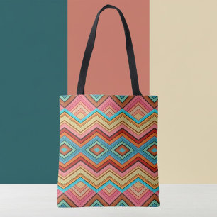 Tote Listras Zigue-Zague Multi-Cor Abstrato