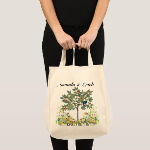 Tote Love Bird Swirl Tree Weding Date Honeymoon Bolsa