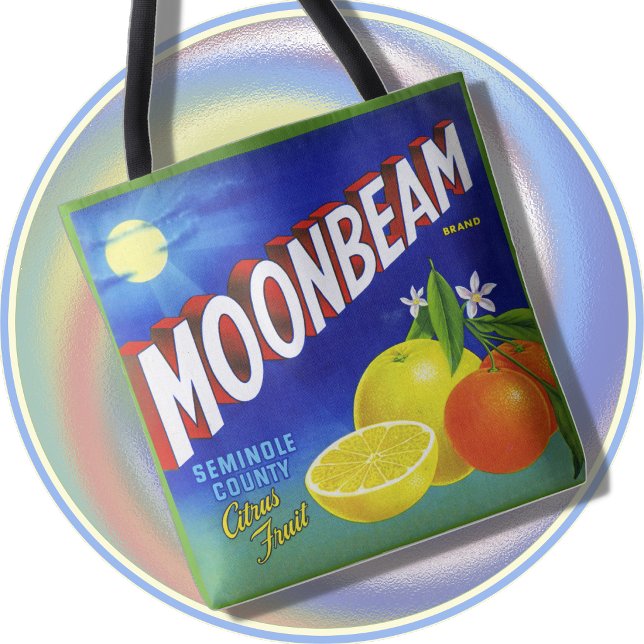 TOTE - Luar - Frutas Cítricas - 2 lados (TOTE BAG (2-sided) featuring an image of a colorful vintage citrus fruit Crate Label)