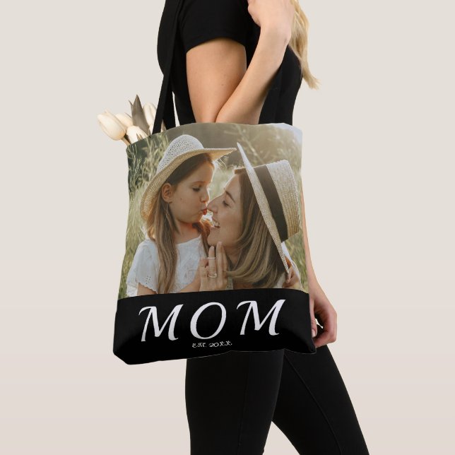 Tote Mãe Bolsa de Foto com Letreiro Branco (Close Up)