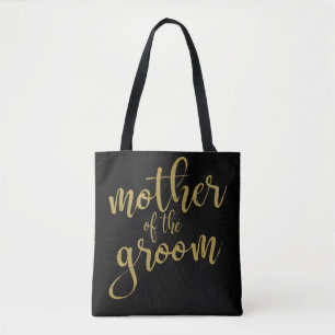 Tote Mãe da Bolsa de Caligrafia Dourada do Groom