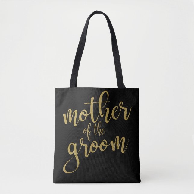 Tote Mãe da Bolsa de Caligrafia Dourada do Groom (Frente)