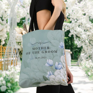 Tote Mãe do Noivo Bolsa de Casamento Floral Verde Sage