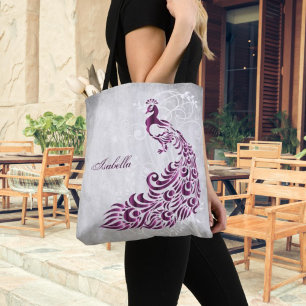 Tote Magenta Peacock Personalizado Bolsa