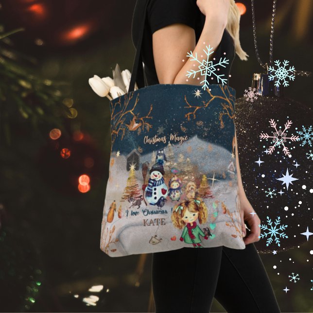 Tote Magia de Natal com Bolsa de Caracteres Bonitos (Christmas Magic with cute Characters Tote)
