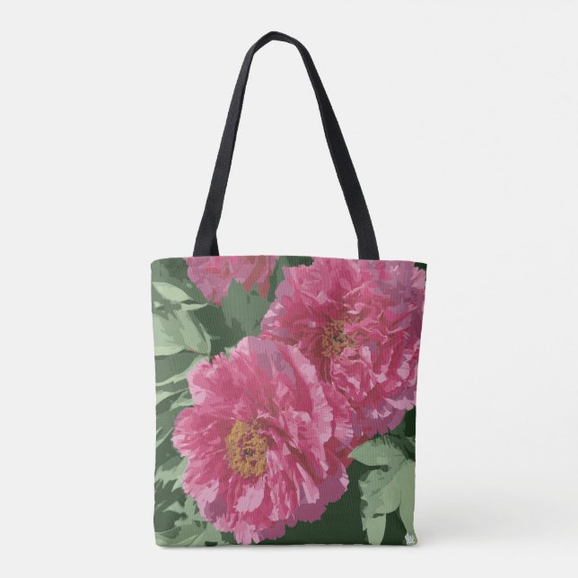 Tote Magnífico e cor-de-rosa profundo na bolsa de canva (Verso)