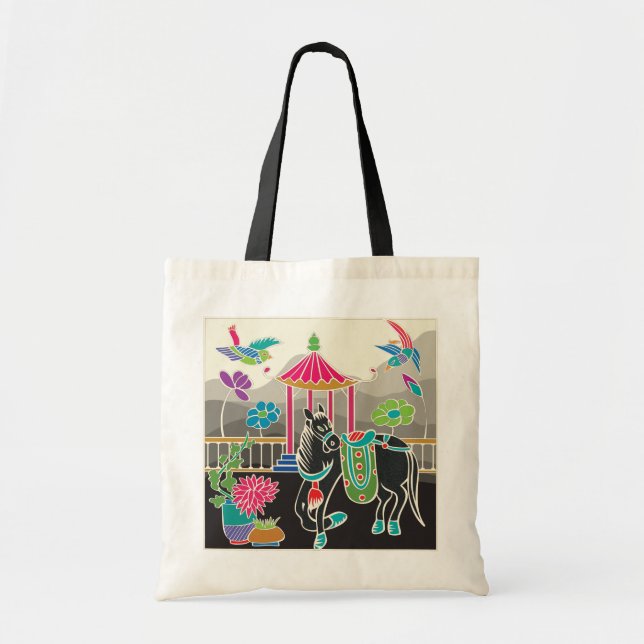 Tote Mah Jongg Azulejo Horse Bolsa (Frente)