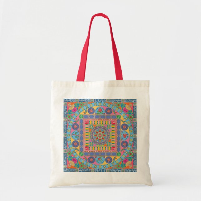 Tote Mah Jongg Azulejo Mandala Bolsa (Frente)
