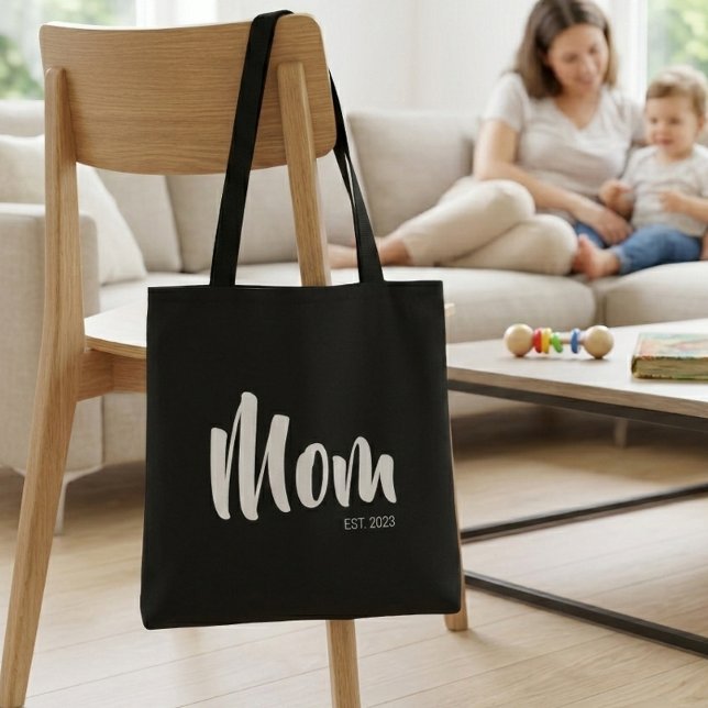 Tote Mamãe Estabeleceu Nova Bolsa de Presente para Mamã (Mom Established Typography Tote Bag)