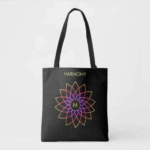 Tote Mandalas Multicolor em Harmonia na Bolsa Preta