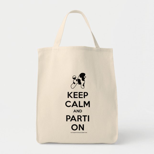 Tote Mantenha a calma e o Parti no bolsa (Frente)