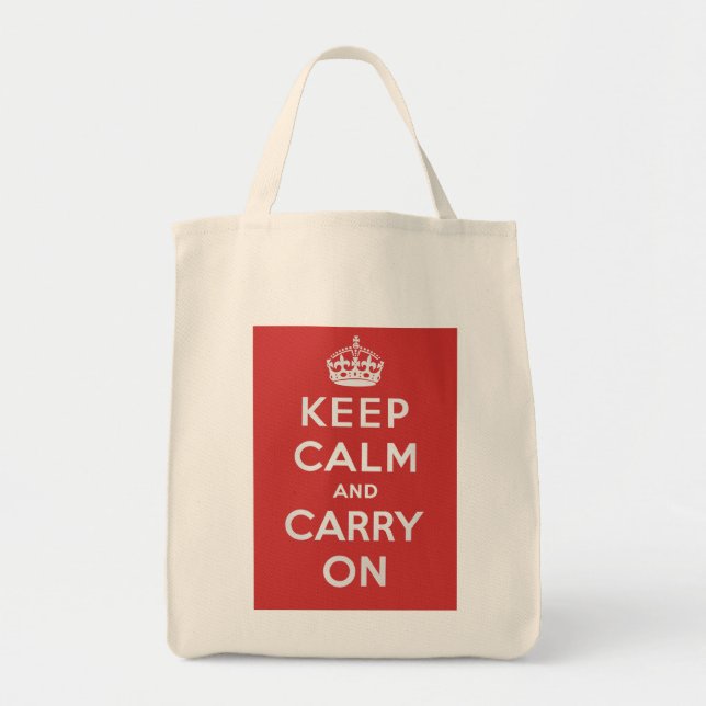 Tote Mantenha calmo e continue o bolsa do mantimento (Frente)