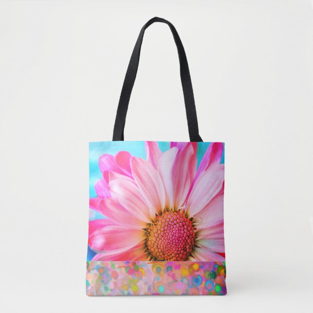 Tote Margarida rosa e bolsa de bolinhas (Frente)