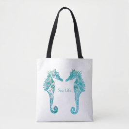Tote Marinho azul marinho Sea Life art bolsa
