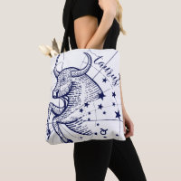 Marinho taurus zodiac e Bolsa gráfico monocromátic