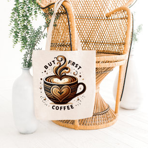 Tote Mas Primeiro Café – Bolsa Swirl & Sparkle