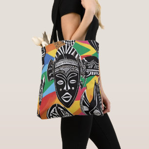 Tote Máscaras tribais africanas coloridas Bolsa