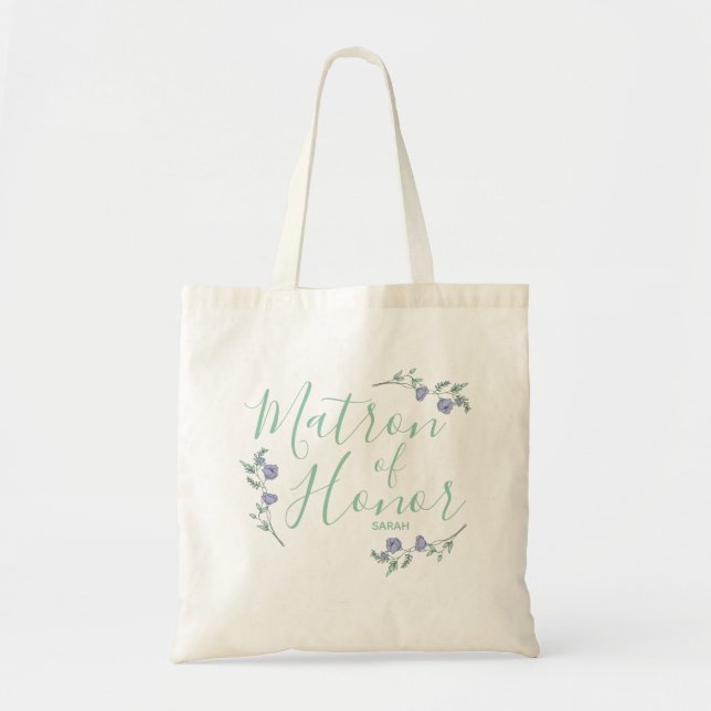 Tote Matrona da honra, da lavanda & do bolsa floral (Frente)