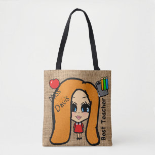 Tote Melhor Bolsa de professor - Vermelho de caricatura