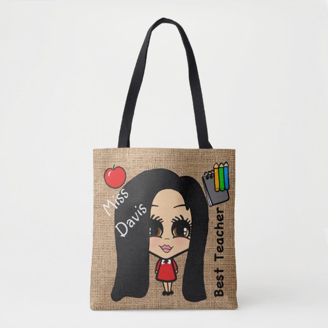 Tote Melhor Bolsa de Professora - Saco de Caricatura Pe (Frente)