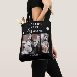 Tote Melhor Cão Mãe Imprime Script 3 Foto Bolsa