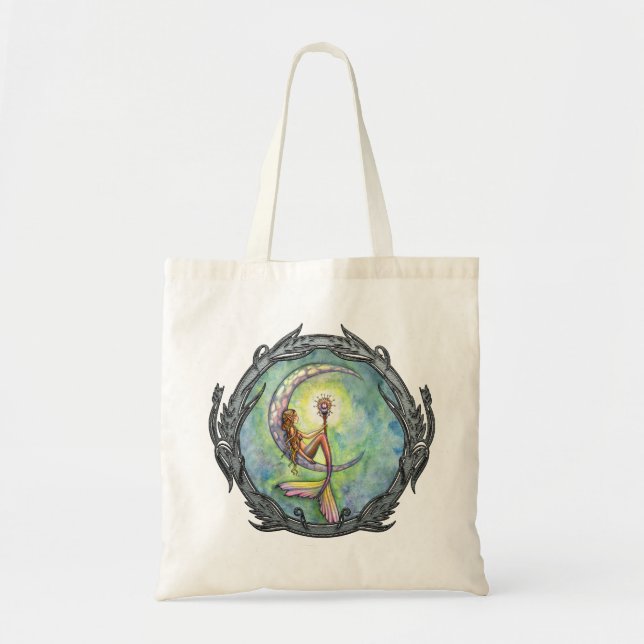 Tote Mermaid Moon Fantasy Art Bolsa (Frente)