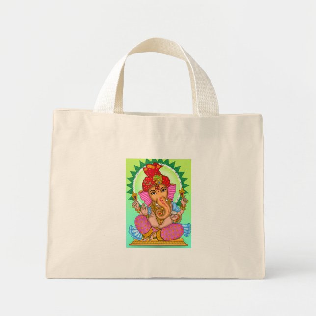 Tote Mini Bolsa de lona do Senhor Ganesha (Frente)