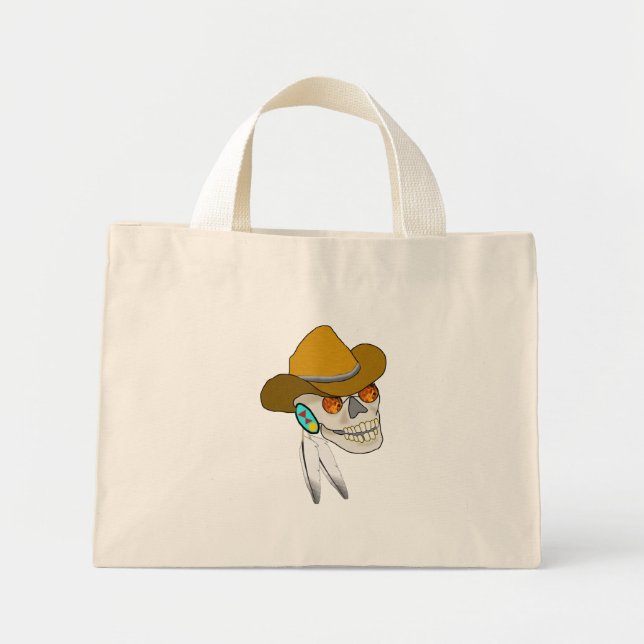 Tote Mini Bolsa de praia do Crânio de Cherokee (Frente)