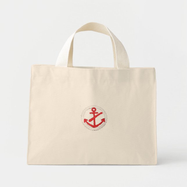 Tote Mini Bolsa Náutica de Âncora Vermelha (Frente)