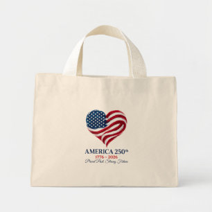 Tote Mini Bolsa Pequena Coração da Bandeira do 250º Aniversá