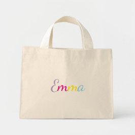 Tote Mini Bolsa Personalizada com Nome em Arco-Íris