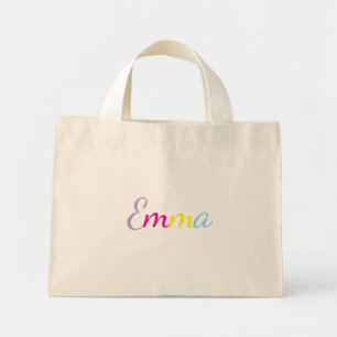 Tote Mini Bolsa Personalizada com Nome em Arco-Íris