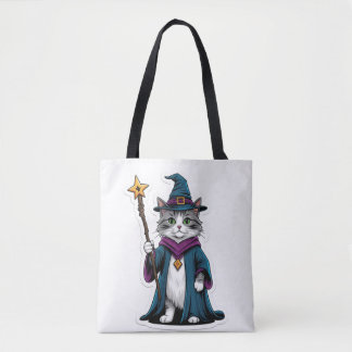 Tote Mini bruxo gato com cajado mágico