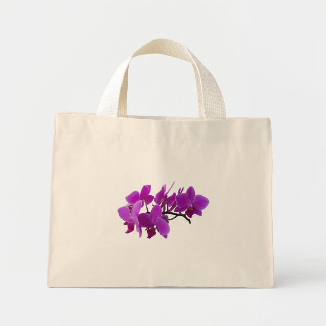 Tote Mini Pulverização de orquídeas roxas num bolsa (Frente)