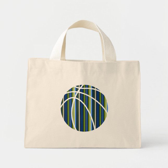 Tote Mini Todos os Meninos Stripe Bolsa de Basquete Azul e V (Frente)