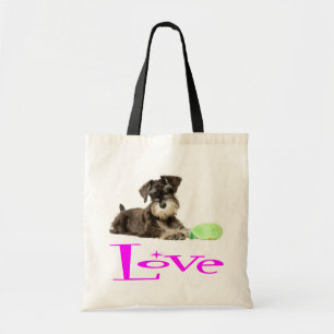 Tote Miniatura Schnauzer Puppy Cães Pink Amor Bolsa